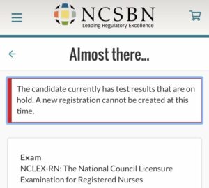 on hold in nclex result check